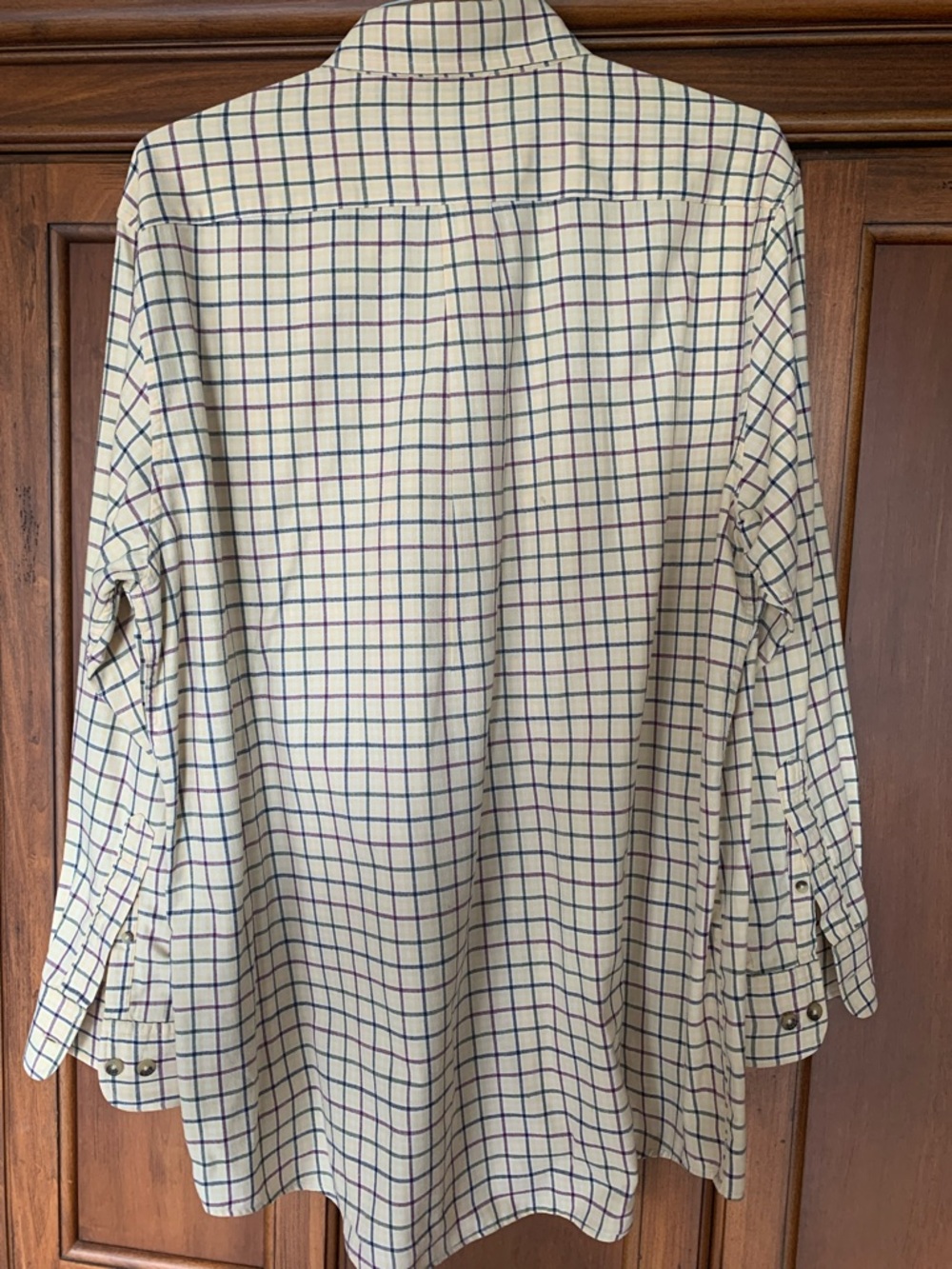 Boyt Harness Company Men's Cream Plaid Button-Down Shirt Large - Picture 9 of 9